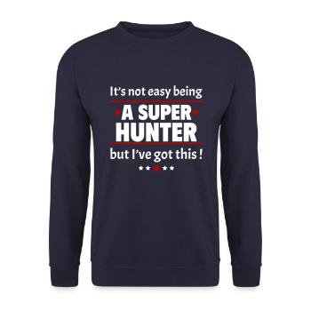 Not easy to be a super hunter! - Unisex Sweatshirt - navy - Front - Alina (178cm) & Michal (187cm)