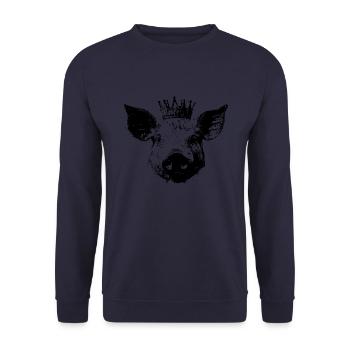 Pig Sow Crown - Unisex Sweatshirt - navy - Front - Alina (178cm) & Michal (187cm)
