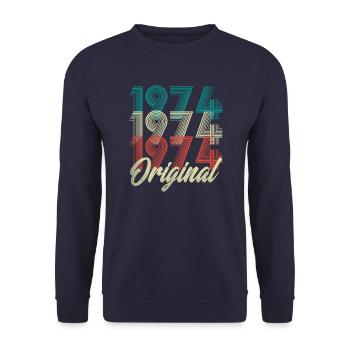 1974 Original - 50. Geburtstag - Unisex Pullover - Navy - Vorne - Alina (178cm) & Michal (187cm)