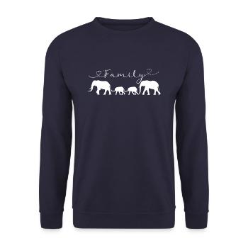 Elephant Family Famille lettrage blanc - Sweat-shirt Unisexe - marine - Devant - Alina (178cm) & Michal (187cm)