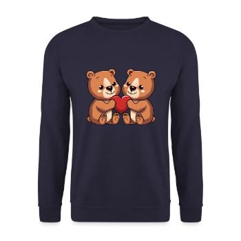 Ours Couple Coeur - Sweat-shirt Unisexe - marine - Devant - Alina (178cm) & Michal (187cm)
