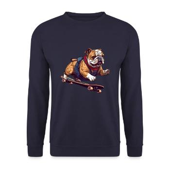 Cool Bulldog Skateboarder en action - Sweat-shirt Unisexe - marine - Devant - Alina (178cm) & Michal (187cm)