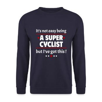 Nicht leicht, ein Super-Radfahrer zu sein! - Unisex Pullover - Navy - Vorne - Alina (178cm) & Michal (187cm)