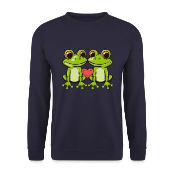 Frosch Paar Herz - Unisex Pullover - Navy - Vorne - Alina (178cm) & Michal (187cm)