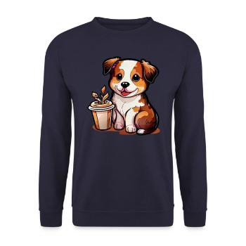 Doggy with coffee: the perfect companion - Unisex Sweatshirt - navy - Front - Alina (178cm) & Michal (187cm)