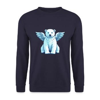Bear Polar Bear Angel Wings - Unisex Sweatshirt - navy - Front - Alina (178cm) & Michal (187cm)