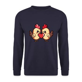 Chickens Couple Heart - Unisex Sweatshirt - navy - Front - Alina (178cm) & Michal (187cm)