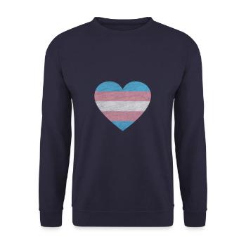 Transgender Pride Flag Heart LGBT Flag Vintage - Unisex Sweatshirt - navy - Front - Alina (178cm) & Michal (187cm)