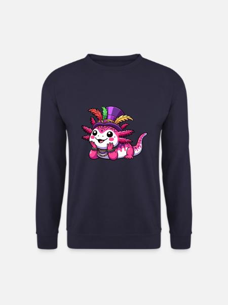 Mardi Gras Axolotl: Carnival Joy - Unisex Sweatshirt - navy