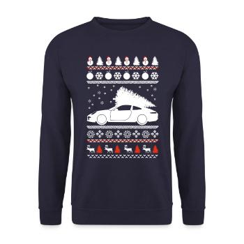 Ugly Christmas sports car - Unisex Sweatshirt - navy - Front - Alina (178cm) & Michal (187cm)