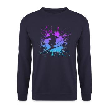 skiing, tshirt, ski - Unisex Pullover - Navy - Vorne - Alina (178cm) & Michal (187cm)