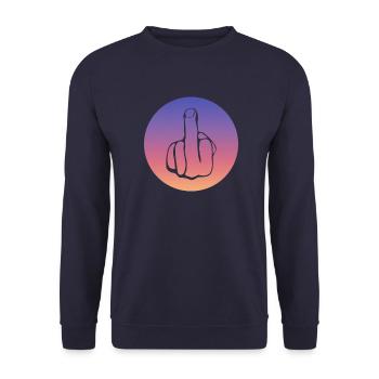 Fuck, Fuck You, Fuck Off, Fucking, Mittelfinger - Unisex Pullover - Navy - Vorne - Alina (178cm) & Michal (187cm)