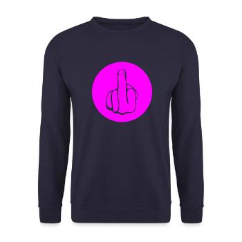 Fuck off, fuck you, Middlefinger, Mittelfinger - Unisex Pullover - Navy - Vorne - Alina (178cm) & Michal (187cm)