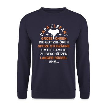 Papa Elefant lustige Sprüche Geschenke Vater Humor - Unisex Pullover - Navy - Vorne - Alina (178cm) & Michal (187cm)
