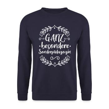 Sonderpädagogin Geschenk Lehrerin - Unisex Pullover - Navy - Vorne - Alina (178cm) & Michal (187cm)