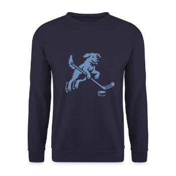 Hunde Labrador Eishockeyspieler Silhouette - Unisex Pullover - Navy - Vorne - Alina (178cm) & Michal (187cm)