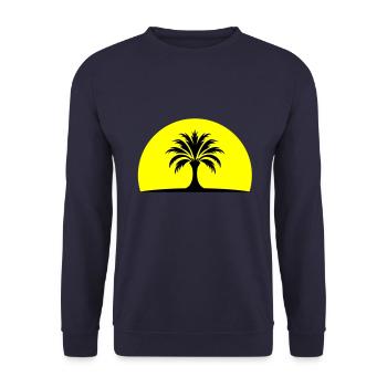 Sonne Palme Insel - Unisex Pullover - Navy - Vorne - Alina (178cm) & Michal (187cm)