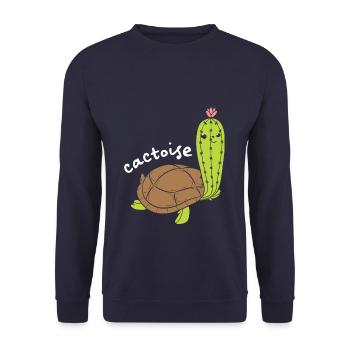 Cactoise Cactus Turtle Funny Animal Puns - Unisex Sweatshirt - navy - Front - Alina (178cm) & Michal (187cm)