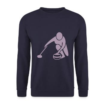 Minimalistisches Curling Silhouette Sport - Unisex Pullover - Navy - Vorne - Alina (178cm) & Michal (187cm)