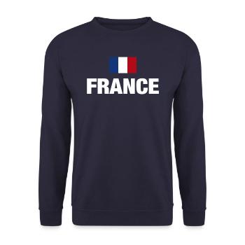 France Frankreich französische Flagge Fan Geschenk - Unisex Pullover - Navy - Vorne - Alina (178cm) & Michal (187cm)