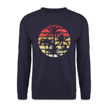 Palmiers Rétro Soleil - Sweat-shirt Unisexe - marine - Devant - Alina (178cm) & Michal (187cm)