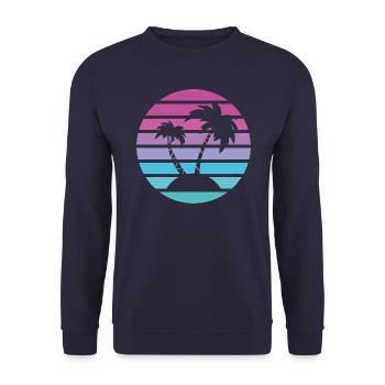 Palm Island Retro Sun - Unisex Sweatshirt - navy - Front - Alina (178cm) & Michal (187cm)