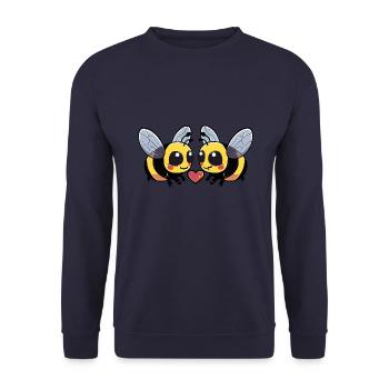 Biene Paar Herz - Unisex Pullover - Navy - Vorne - Alina (178cm) & Michal (187cm)