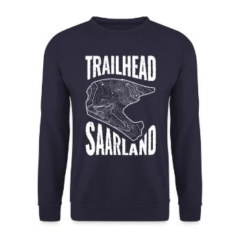 Mountain Bike T-Shirt Trailhead Saarland - Unisex Sweatshirt - navy - Front - Alina (178cm) & Michal (187cm)