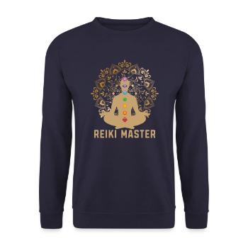 Reiki Master - Unisex Pullover - Navy - Vorne - Alina (178cm) & Michal (187cm)