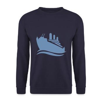 Silhouette de bateau de croisière mer minimaliste - Sweat-shirt Unisexe - marine - Devant - Alina (178cm) & Michal (187cm)