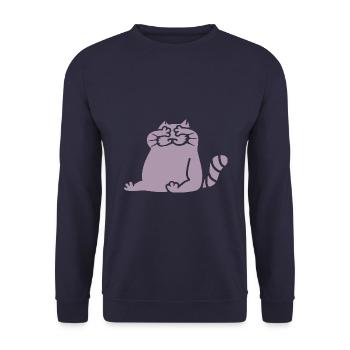Mignon dessin animé chat aveugle drôle ne voir rien - Sweat-shirt Unisexe - marine - Devant - Alina (178cm) & Michal (187cm)