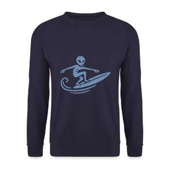 Alien Surfer Surfing Surfboard Summer Surfing - Unisex Sweatshirt - navy - Front - Alina (178cm) & Michal (187cm)