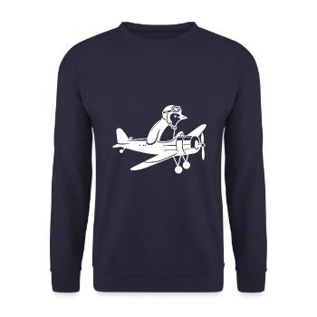 Penguin Pilot Airplane Flying Flight License - Unisex Sweatshirt - navy - Front - Alina (178cm) & Michal (187cm)