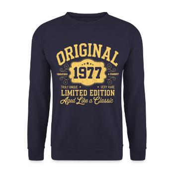 Original 1977 - Birthday 1977 Classic Edition - Unisex Sweatshirt - navy - Front - Alina (178cm) & Michal (187cm)