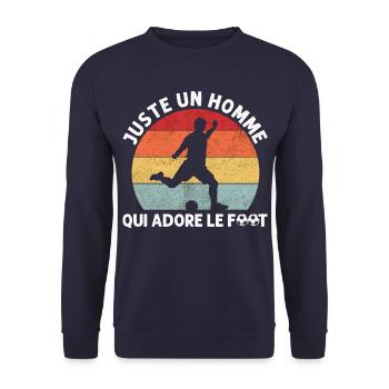 Juste un homme qui adore le foot humour footbaleur - Sweat-shirt Unisexe - marine - Devant - Alina (178cm) & Michal (187cm)