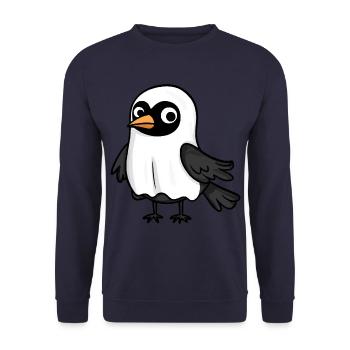 Rabe Krähe Halloween Comic Geist - Unisex Pullover - Navy - Vorne - Alina (178cm) & Michal (187cm)