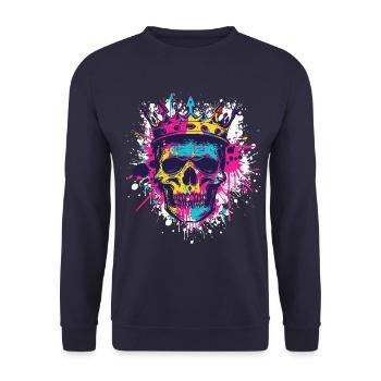 Couronne de crâne de roi - Sweat-shirt Unisexe - marine - Devant - Alina (178cm) & Michal (187cm)