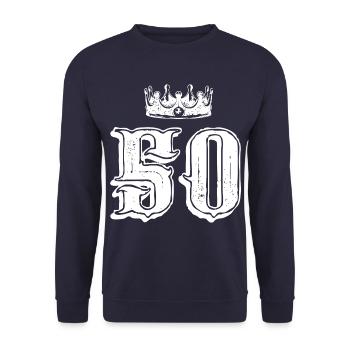 50 number crown - Unisex Sweatshirt - navy - Front - Alina (178cm) & Michal (187cm)