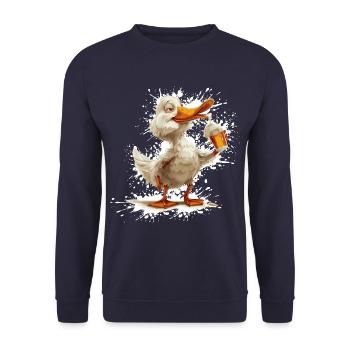 Duck Beer Funny - Unisex Sweatshirt - navy - Front - Alina (178cm) & Michal (187cm)