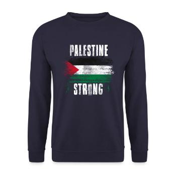 Palestine Strong Distressed Graffiti Flag - Unisex Sweatshirt - navy - Front - Alina (178cm) & Michal (187cm)