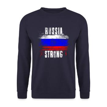 Russia Strong Distressed Graffiti Flag - Unisex Sweatshirt - navy - Front - Alina (178cm) & Michal (187cm)