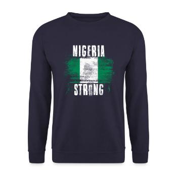 Nigeria Strong Distressed Graffiti Flag - Unisex Sweatshirt - navy - Front - Alina (178cm) & Michal (187cm)