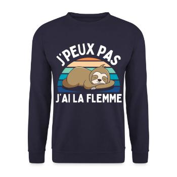J'peux pas j' ai la flemme humour paresseux cadeau - Sweat-shirt Unisexe - marine - Devant - Alina (178cm) & Michal (187cm)