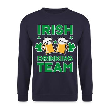 46 Irish Drinking Team Try to keep up - Unisex Pullover - Navy - Vorne - Alina (178cm) & Michal (187cm)