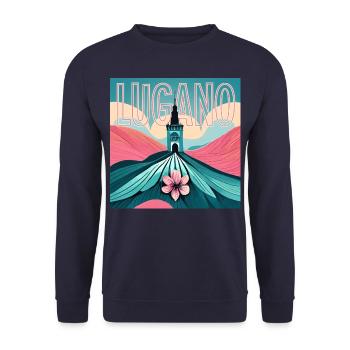 Lugano Schweiz Monte Brè Switzerland Tessin Ticino - Unisex Sweatshirt - navy - Front - Alina (178cm) & Michal (187cm)