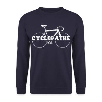 Cyclopathe humour vélo cadeau cyclisme cycliste - Sweat-shirt Unisexe - marine - Devant - Alina (178cm) & Michal (187cm)