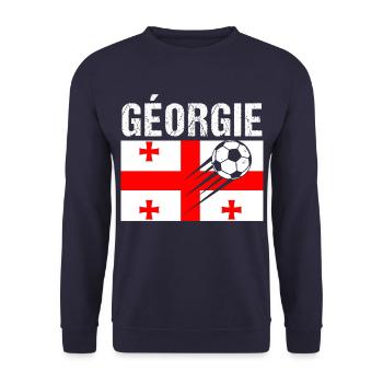 Georgia Flag Georgian Football Gift - Unisex Sweatshirt - navy - Front - Alina (178cm) & Michal (187cm)