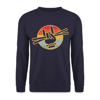 Drummer - Let's Rock - Unisex Sweatshirt - navy - Front - Alina (178cm) & Michal (187cm)
