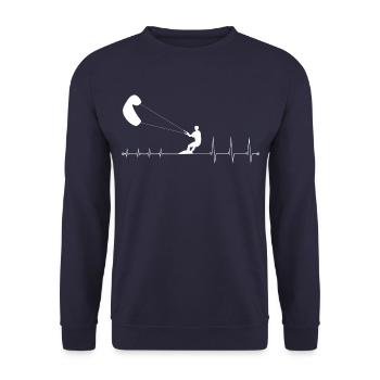 Heartbeat Kitesurfing - Heartbeat Kiter Shirt - Unisex Sweatshirt - navy - Front - Alina (178cm) & Michal (187cm)