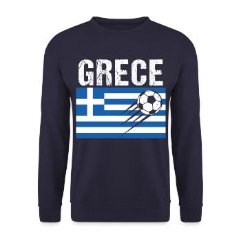 Greece Flag Greek Football Gift - Unisex Sweatshirt - navy - Front - Alina (178cm) & Michal (187cm)